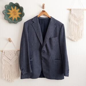 Benito Beverly Hills Blue Plaid Blazer Custom Sized